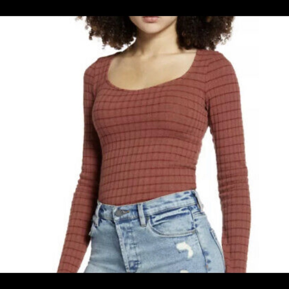 PST by Project Social Women's Knit Shirt T Kimora Copper Brown Top